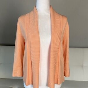 89th & Madison Coral Open Cardigan Sweater with Lapel Detail